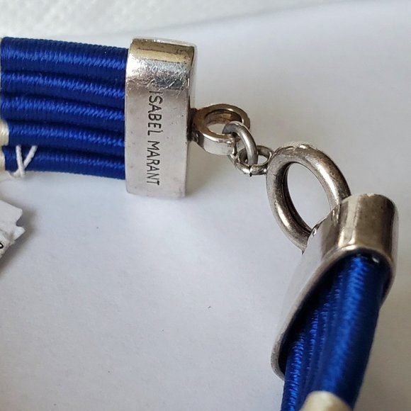 NWT Isabel Marant Women's Tassel Blue White Black Pink Silver Wrap Bracelet - Picture 9 of 11